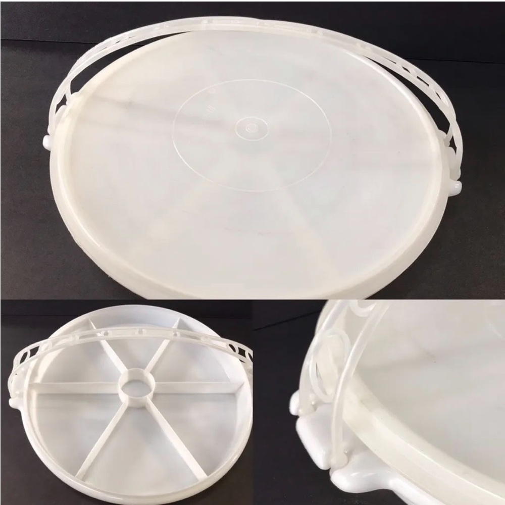 Tupperware 6 Section Divided Snack Tray with Lid & handle 405-1 - Made in USA